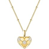 QUALISE Heart Pendant Necklace for Women,14K Gold Plated Elegant Butterfly Necklace,infinity Clover flower Necklace on Christmas Valentines Day Gifts Birthday Thanksgiving Day Gifts for Her