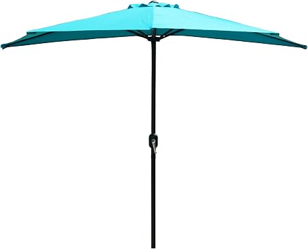 Kozyard 9 Ft Half Round Outdoor Patio Market Umbrella With 5 Ribs And Tilt Design For Balcony Deck Garden Or Terrace Shade Blue Amazon Ca Patio Lawn Garden