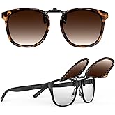 Goiteia Oversized Polarized Clip on Sunglasses over Prescription Glasses for Women Men, Round Stylish Framed Like Sunglasses