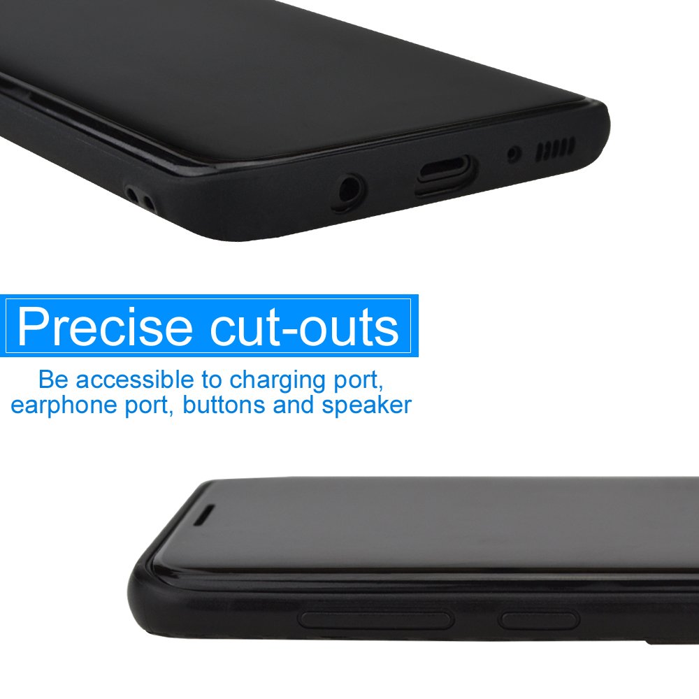 Galaxy S8 Plus Case, iBazal Card Holder Bumper Case with Carbon Fiber Design, PU Leather Back Cover Case for Samsung Galaxy S8 Plus / S8+ (2017) - Black