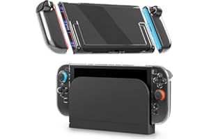 RHOTALL Clear Dockable Case Compatible with Nintendo Switch 2(2025),Upgraded Version Protective Cover Shell for Switch 2,Full Protection Slim Transparent Skin Case, Anti-Scratch and Shock-Absorption