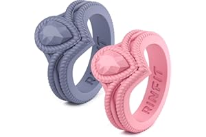 Rinfit Silicone Rings for Women - Pear Engagement Silicone Ring - Womens Rubber Wedding Bands - Patented Design
