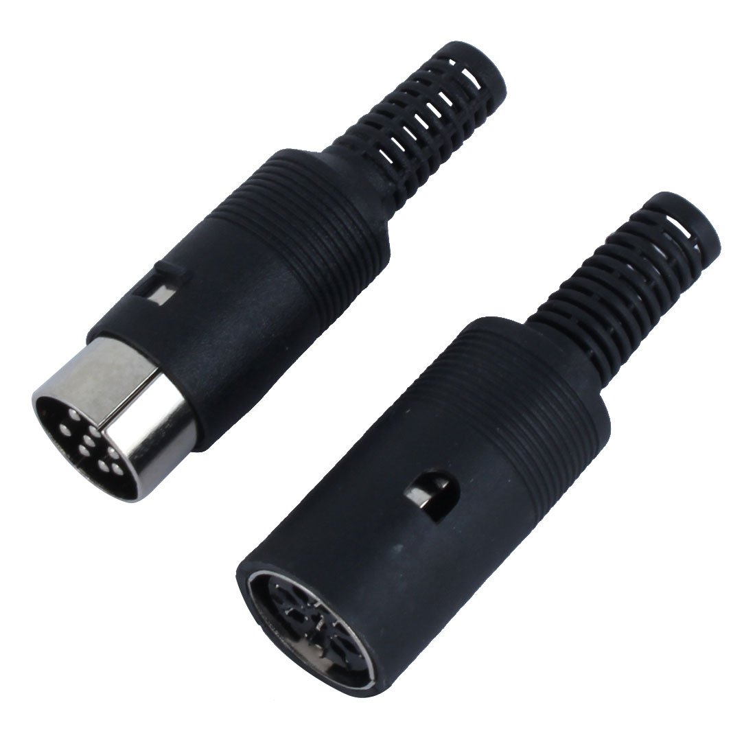 sourcing map Pair Black DIN 8 Pin Female + Male Plug Socket Audio AV Connector