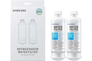 SAMSUNG Genuine Filters for Refrigerator Water and Ice, Carbon Block Filtration for Clear Drinking Water, HAF-QIN-2P, 2 Pack