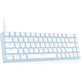 DIERYA T68SE 60% Gaming Mechanical Keyboard,Ultra Compact Mini 68 Key with Red Switches Wired Keyboard,Anti-Ghosting Keys, for Windows Laptops and PC Gamers,White