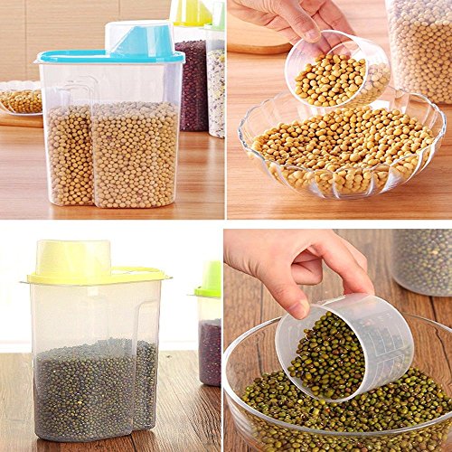 Unmengii Plastic Creative Home Cereal Grain Bean Rice Household Storage Container Box Kitchen Food - Thumbnail 4