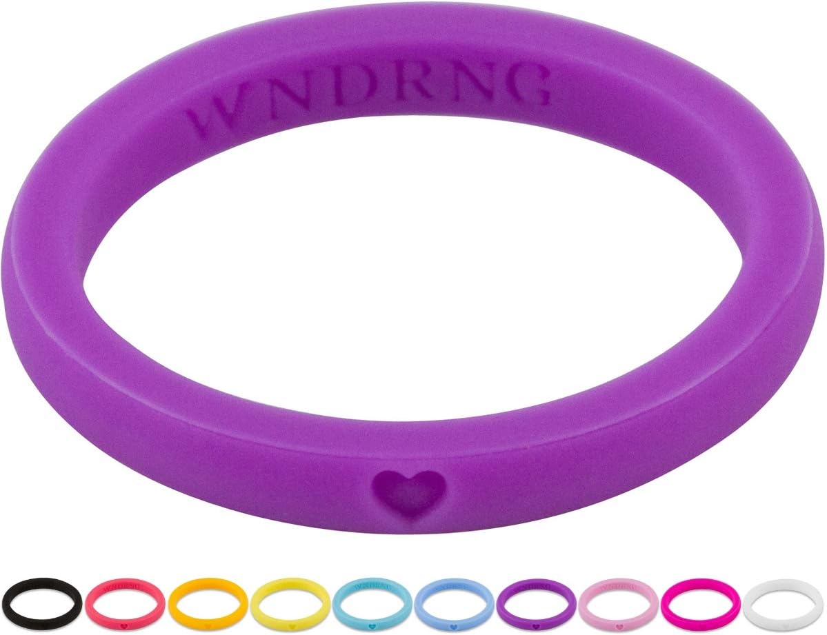 Thin Stackable Rubber Engagement Bands Single or Set of 10 Rings