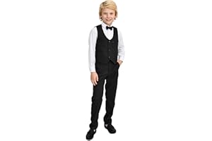 Lilax Boys’ Formal Suit Set, Boys Wedding Ring Bearer Outfit for Kids, Dresswear 4 Piece Suit Set