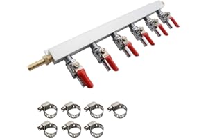 Gas Manifold, Beer Gas Distributor, Air Distributor CO2 Manifold - Splitter 5/16" Barb Fittings (6 way 5/16" Barb)