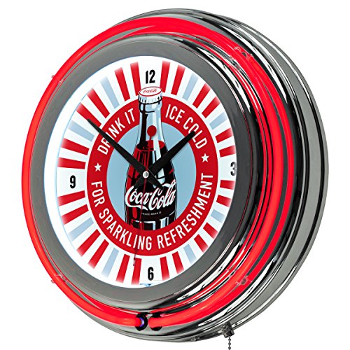Trademark Gameroom Coke Chrome Double Rung Neon Clock - Coca-Cola Drink
It Ice Cold for Sparkling Refreshment Bottle Art