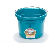 Little Giant&reg; Flat Back Plastic Animal Feed Bucket | Animal Water and Feed Bucket with Metal Handle | 8 Quarts | Teal