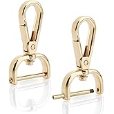 CRAFTMEMORE 2pcs Detachable Snap Hook Swivel Clasp w/Screw Bar VT493 Bag Strap Hardware Replacement (3/4 Inch, Gold)
