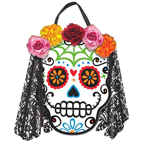 Amscan Day of The Dead Halloween Party Sugar Skull Bride Hanging Sign Decoration, Multicolor, 12