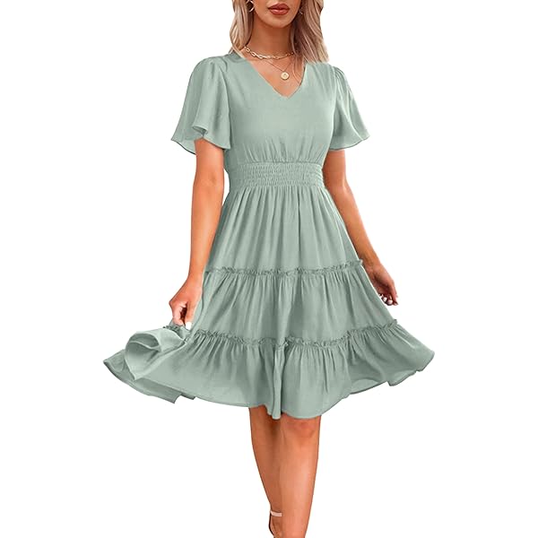 light blue skater dress amazon boohoo Women's Linen Ruched Drop Hem Midi Skater Dress in Baby Blue | Size: 12