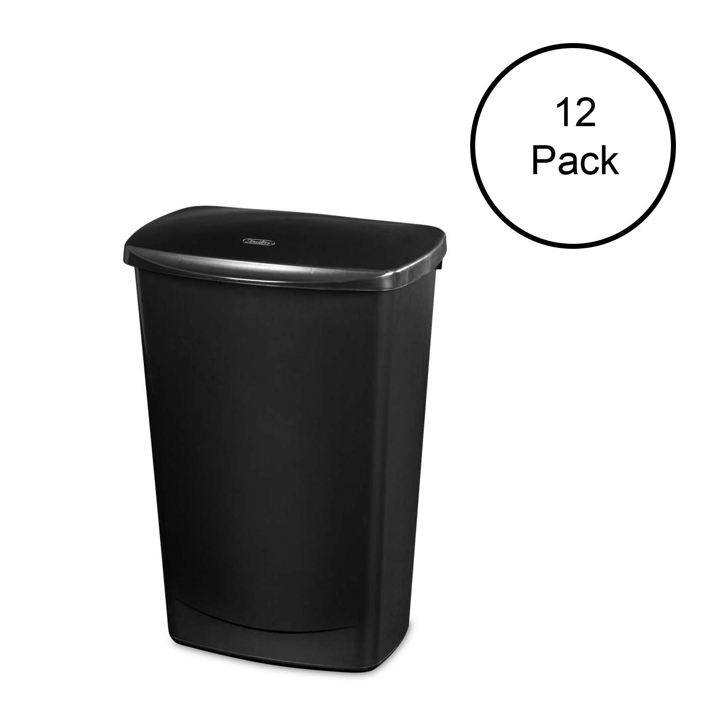 STERILITE 10919006 11.4 Gallon Lift-Top Covered Wastebasket Trash Can (12 Pack)