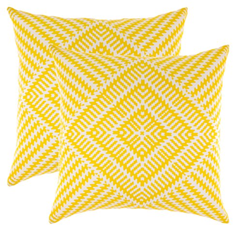 Photo 1 of TreeWool Kaleidoscope Accent 22x22 Set of 2 Spring Summer Decorative Throw Pillow Covers 100% Cotton Home Decor Pillowcases for Sofa Living Room Couch (Yellow)