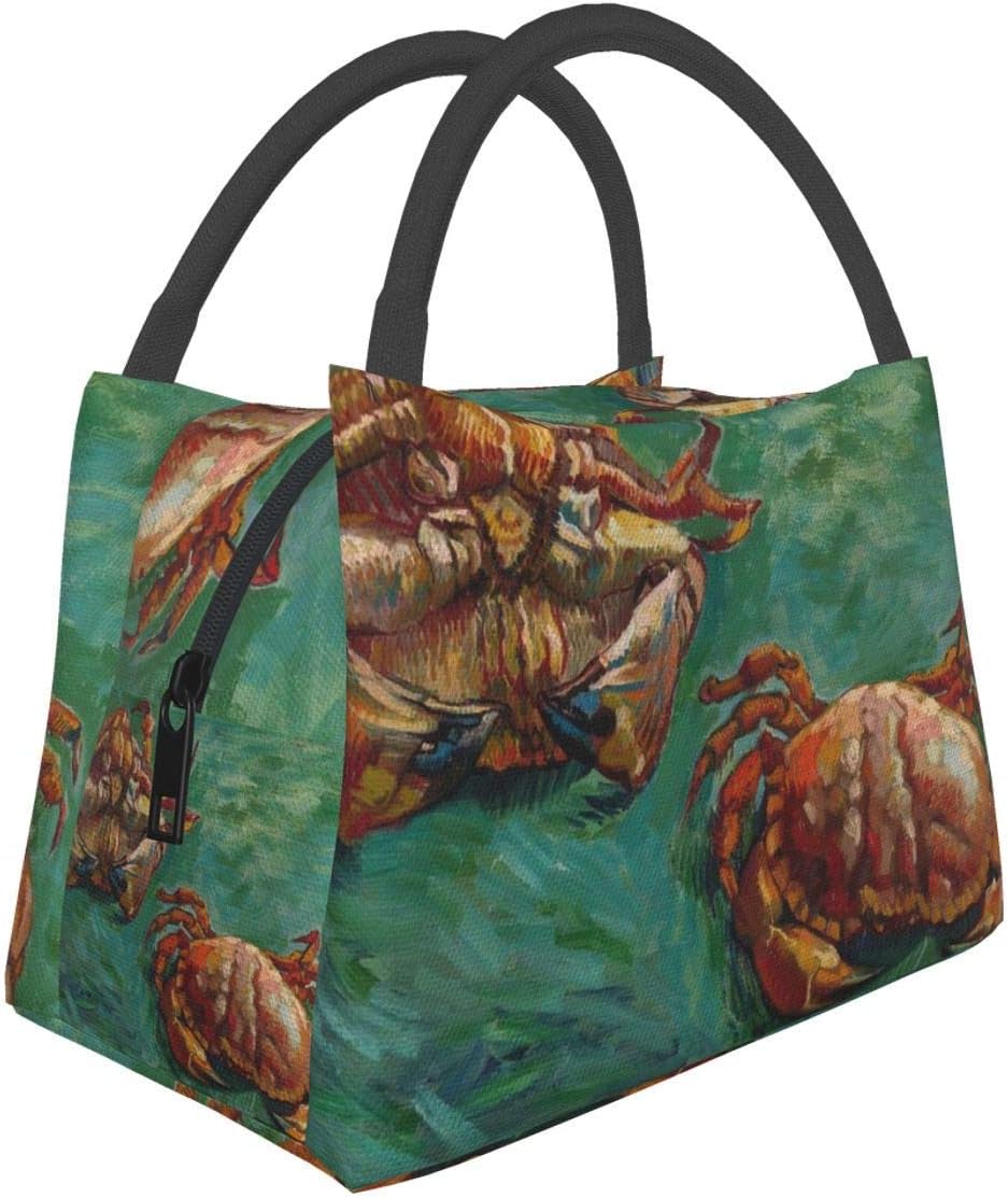 Bolsa de almuerzo con aislamiento de dos cangrejos que pintan tomate