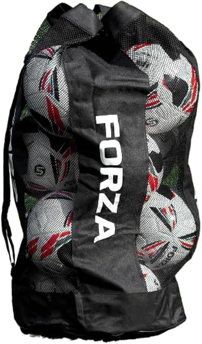 FORZA Premier Ball Carry Bag 12 Ball Capacity Heavy Duty Mesh Bag Black