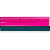 FOSHIO Professional Squeegee for Vinyl, Decals, Sticker Paper, Wallpaper, Window Film, Craft, Suede Felt Squeegee Smoothing Tool with Ruler, Pink (10 inches)