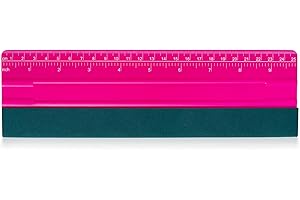 FOSHIO Professional Squeegee for Vinyl, Decals, Sticker Paper, Wallpaper, Window Film, Craft, Suede Felt Squeegee Smoothing Tool with Ruler, Pink (10 inches)