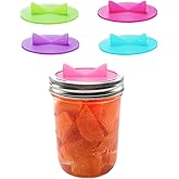 Fermentation Lids silicone waterless airlock fermenting Caps Pickle for Wide Mouth Mason Jar(Excluding rings) (4 Lids with Airlock)