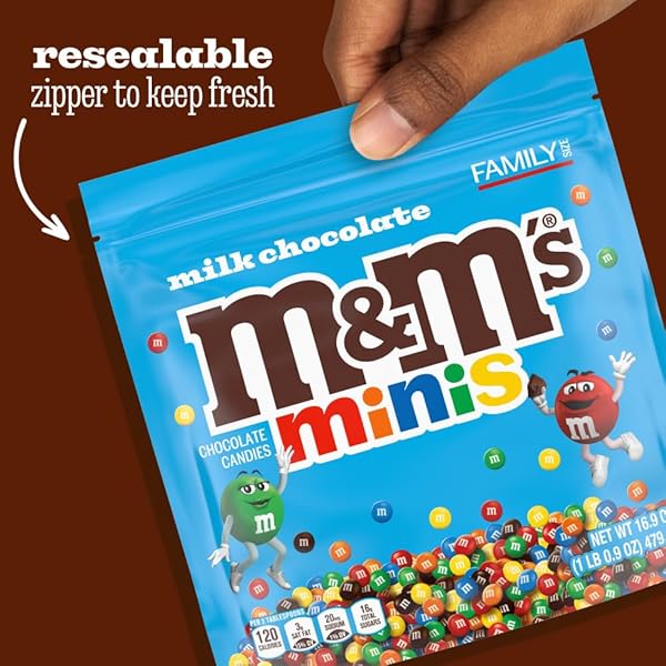 M&M’S MINIS MILK CHOCOLATE EASTER CANDY BAG, CANDY ASSORTMENT FAMILY SIZE, 16.9 OZ RESEALABLE BULK CHOCOLATE CANDY BAG