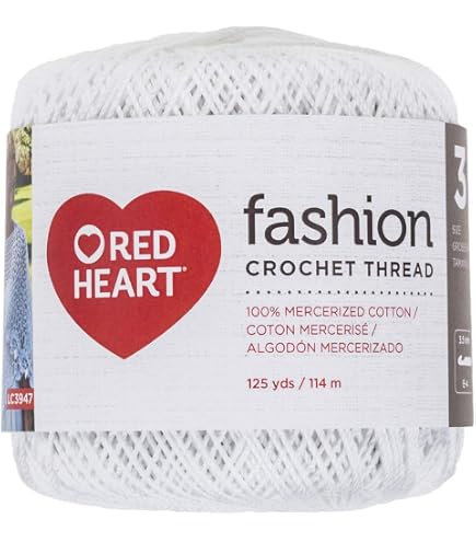 Amazon.com: Red Heart Classic Cotton Crochet Thread Size 10, White
