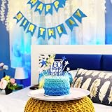 Pargleev Royal Blue Glitter 60th Birthday Cake Topper Star Gold Accent Party view 3