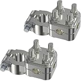 GKG 2 Pcs Car Battery Terminal Connectors, 7 Way Battery Terminal Clamps, 12AWG up to 4/0 AWG Gauge, Positive and Negative Battery Terminals for SAE Standard Tapered Top Post