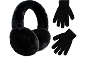 POXIMI Baby Warm Earmuffs Kid Magic Gloves Girl Soft Plush Ear Muffs Toddler Knit Mittens for Boy Winter Ear Warmer Set