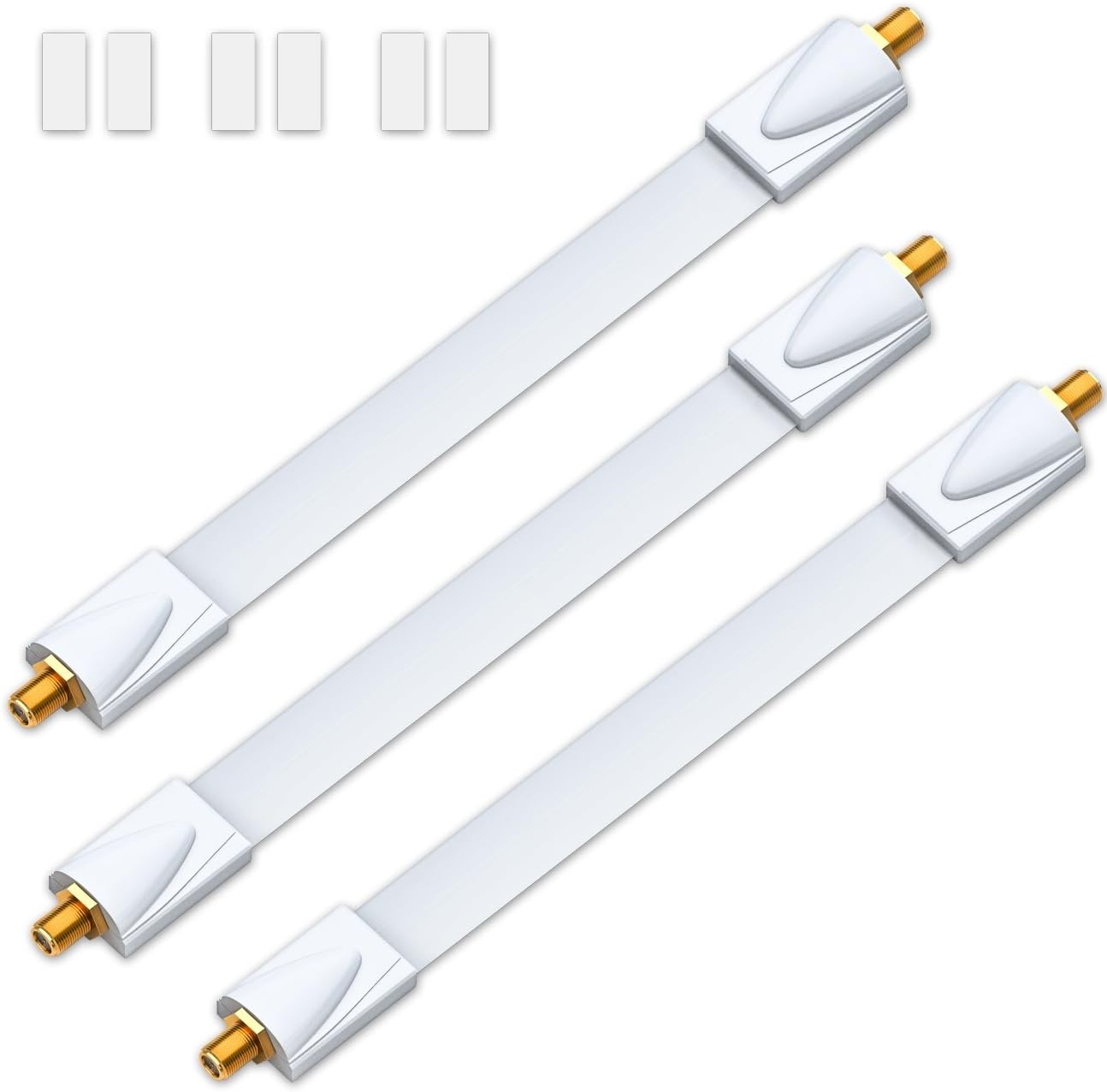 deleyCON 1x Window Feed-Through for SAT Cable 21cm Flexible Extremely Flat 30cm Length Shielded Adhesive Pads - Copper