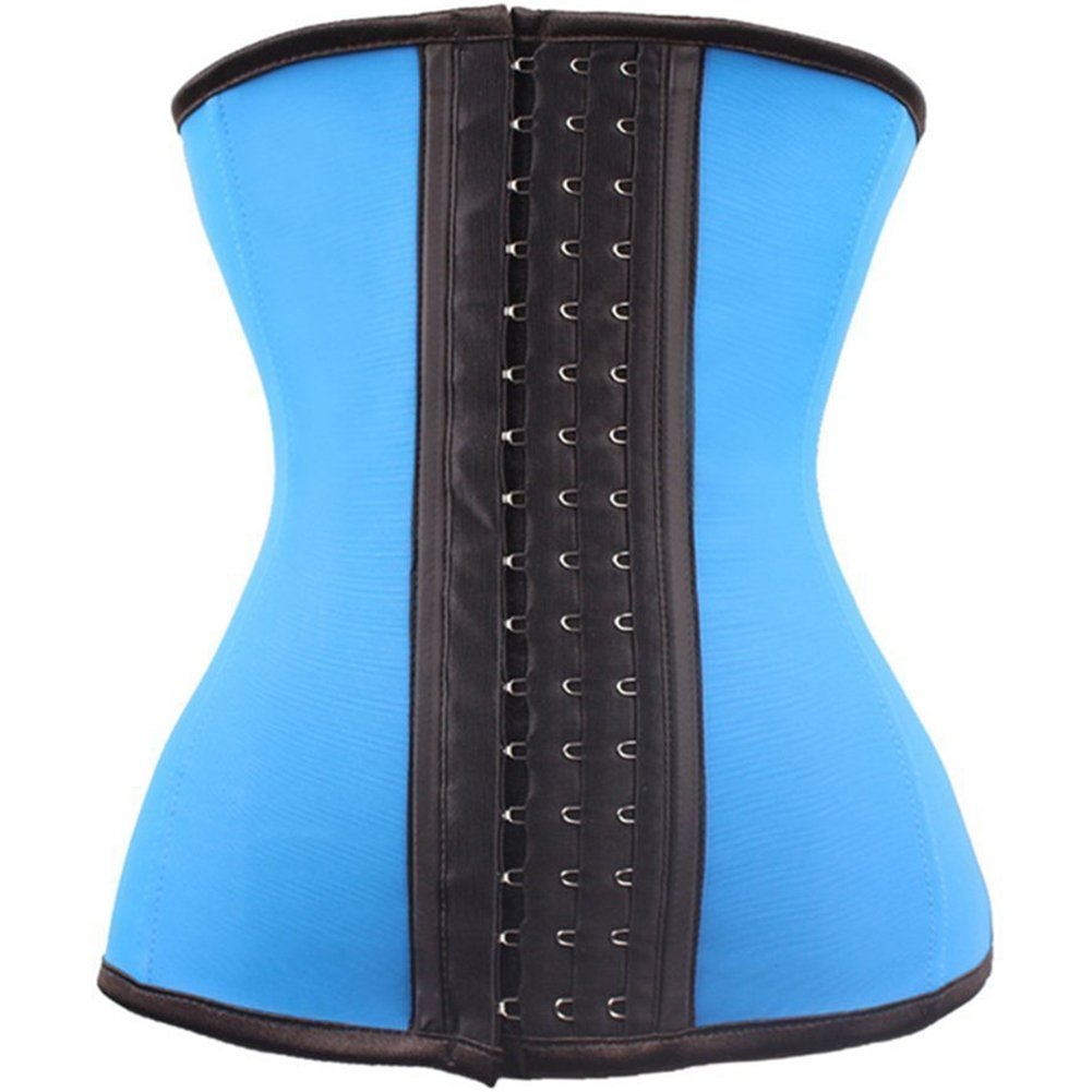 Blue Latex Workout Underbust Steel Boned Corset Waist Trainer Tummy Control ,Blue ,3XL(Fit Waist 35\
