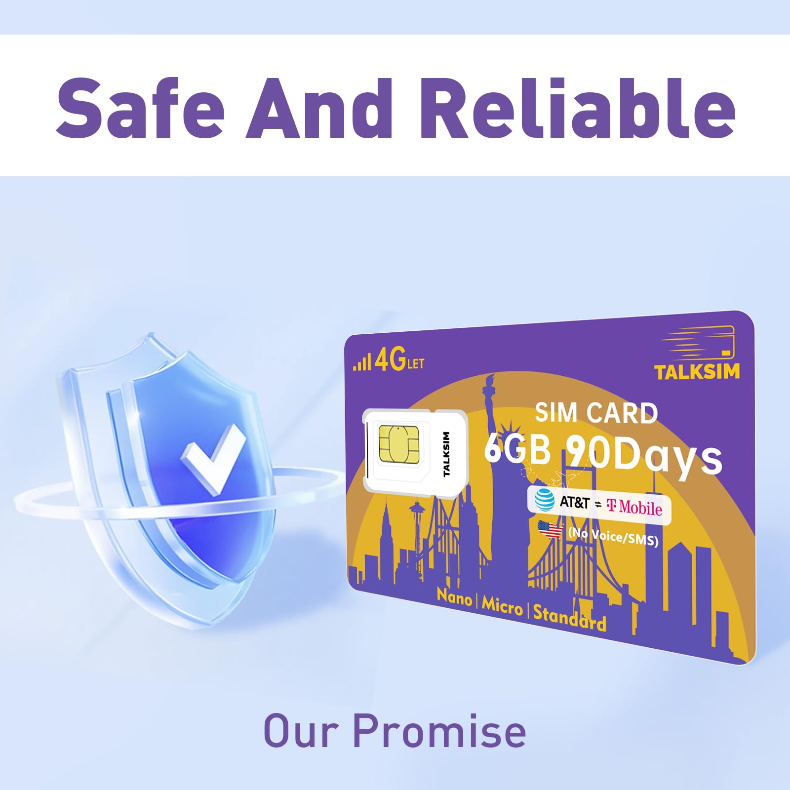 Data SIM Card 6GB 90Days Support AT&T, T-Mobile, 4G LTE USA SIM Compatible with Unlocked Security Camera/Tablet/Smart Watch/Hunting Trail Camera/GPS Tracker iot Devices