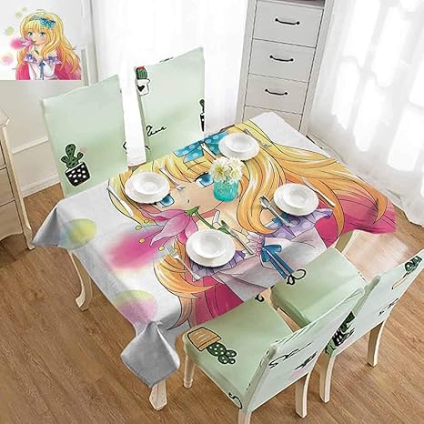 Amazon Dylan Simpsonm アニメ エクストラワイド こぼれ防止 テーブルクロス ビーバー カートゥーン アイコン かわいいスタイル ファニー スイートキャラクター 子供用 キッチン ダイニング カフェ デコレーション 薄いコーラルとクリーム W52 3 X L70 Inch テーブル