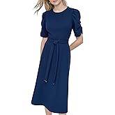 DKNY Womens Jewel Neck Scuba Crepe Dress