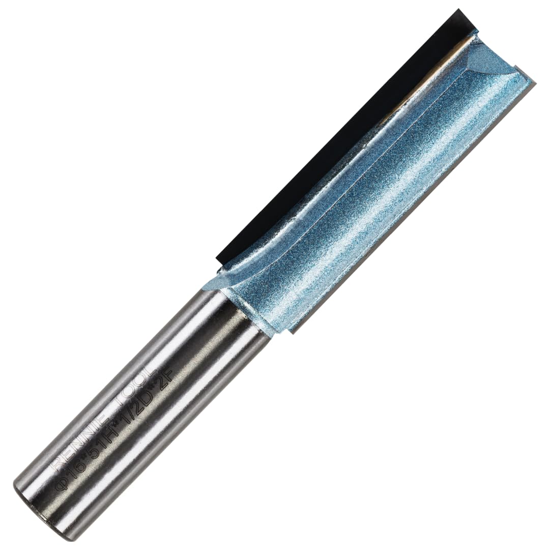 Rennie Tools - 16mm Cutting Diameter x 51mm Flute x 1/2" Shank TCT Tipped 2 Flute Straight Router Cutter Bit. Compatible With Makita Trend Festool Hikoki Dewalt Router Etc. 16mm Router Bit