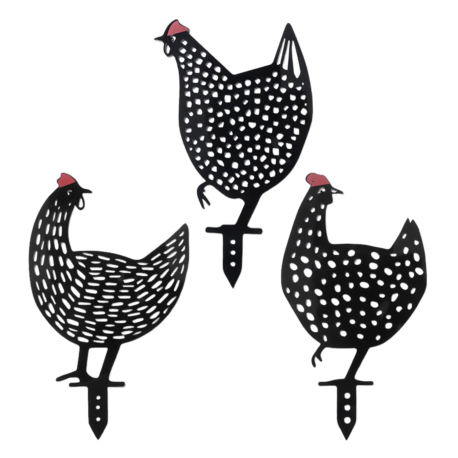 3 Pieces Of Outdoor Garden Decorations, Outdoor Fence Decorations, Garden Markers, Hollow Animal Chicken Decoration Accessories, Chicken Garden Decorations