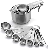 Spring Chef Stainless Steel Measuring Cups and Spoons Set of 15 with Leveler - Kitchen Metric Metal Measuring Spoons and Cups