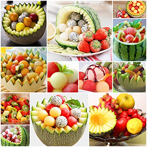 4 pcs Watermelon Windmill Cutter Kit, MYRIANN Stainless Steel Fruit Slicer, Carving Knife, Peeler, Knife Tongs and Melon Baller, Security Vegetable tools Kitchen Gadgets FDA Approved - Thumbnail 7