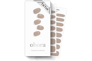 ohora Semi Cured Gel Nail Strips (N Cream Beige) - Nude, Solid, Works with Any UV/LED Lamps, Salon-Quality, Long Lasting, Easy to Apply & Remove - Includes 2 Prep Pads, Nail File & Wooden Stick