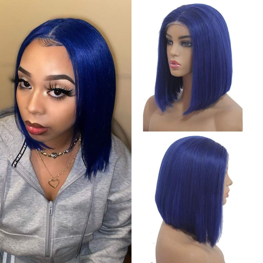 blue bob wig