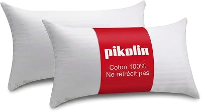 Lot de 2 Taies d'Oreiller 90 x 40 cm, 100% Coton Sanforisé Extra Doux - Taie Respirante, Fraîche et Hypoallergénique avec Fermeture à Glissière et Lavable
