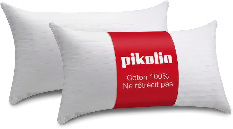Lot de 2 Taies d'Oreiller 90 x 40 cm, 100% Coton Sanforisé Extra Doux - Taie Respirante, Fraîche et Hypoallergénique avec Fermeture à Glissière et Lavable