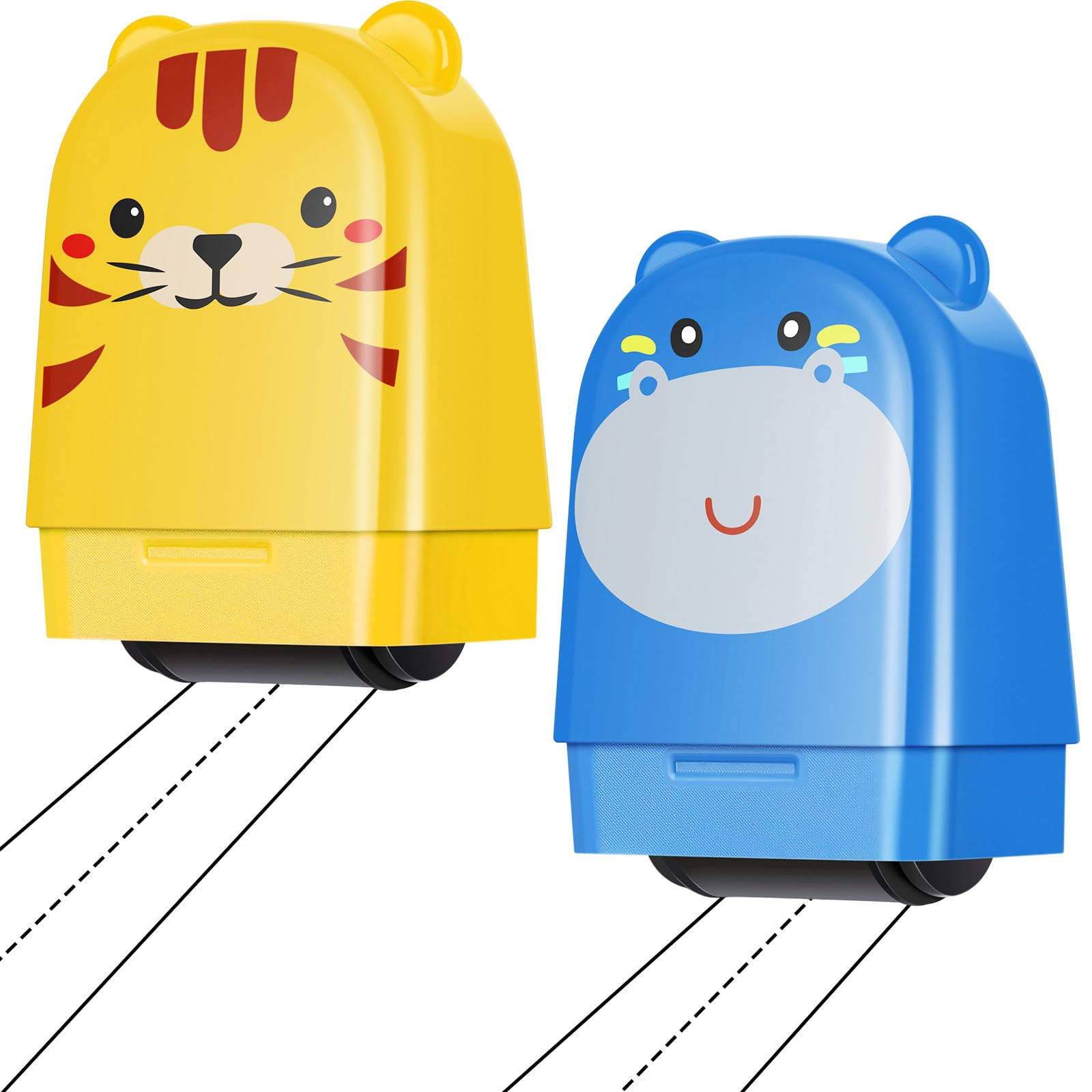 Photo 1 of Dunzoom 2 Pcs Dashed Handwriting Lines Practice Roller Stamp Roller Cute Tiger Hippo Self Inking Line Rolling Teachers Stamps Sentence Strips Handwriting Practice Tool for Kids Adults Classroom