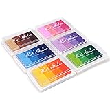 XoreArt Craft Rainbow Finger Ink Pads Stamps Partner, Set of 6 DIY Multicolor Craft Stamp Pads for Kids Washable 24 Colors -P
