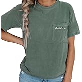 Breastfeeding Shirts for Women Mama Zipper Nursing Tops Distressed Maternity Tees Pregnancy Clothes with Pocket
