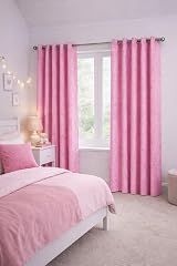 John Aird Crushed Velvet Pink Eyelet Curtains 66W x 90D Pair view 2