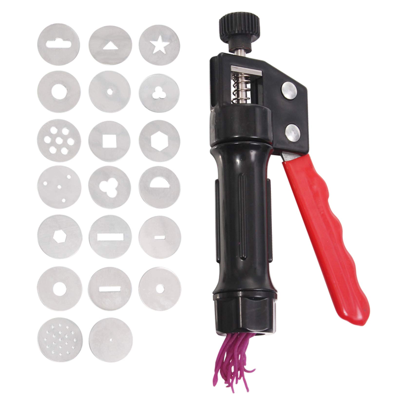 MKNZOME Sugar Paste Extruder, Professional Stainless Steel Clay Extruder Gun with 20 Exchangeable Discs for Syrup Fondant Cake DIY Craft Pottery Clay