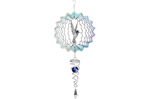 6 Inch Wind Spinners for Garden Hanging Wind Spinners Metal 3D Wind Chimes with Ball Spiral Tail for Home Outdoor Yard Art De
