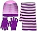 Girl's 3 Piece Knit Hat, Scarf & Gloves Set (Pink-Purple), OSFM